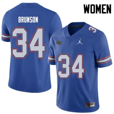 Women's Florida Gators #34 Lacedrick Brunson NCAA Jordan Brand Royal Authentic Stitched College Football Jersey WRT2762GF